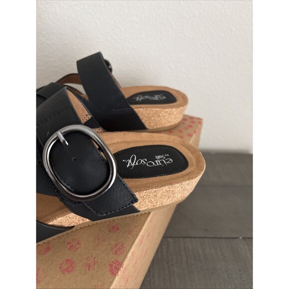 Euro Soft by Softt Gwenda Black Sandals Women's Size 7.5 Open Toe Buckle Closure - Picture 8 of 14